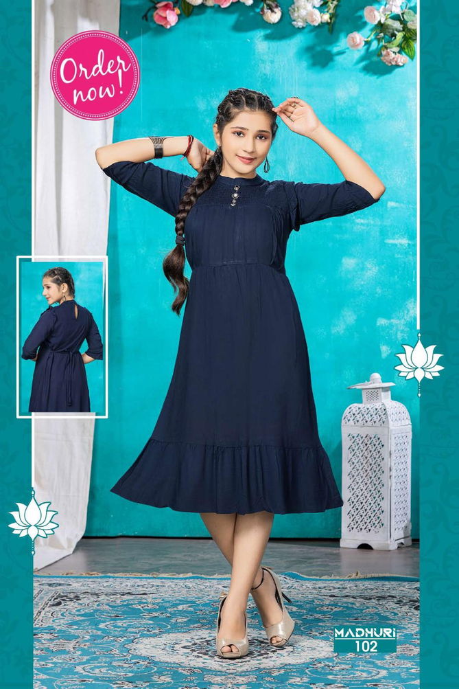 Kids Madhuri Fancy Ethnic Wear Wholesale Anarkali Kurti Collection